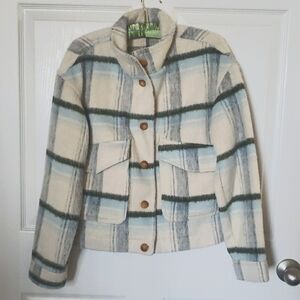 Bagatelle Collection Plaid Print Cropped Jacket Super Soft XS